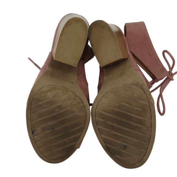 Charlotte Russe Pink Suede Ankle Boots Stacked Heel Lace Up Size 7.5 - Picture 8 of 9